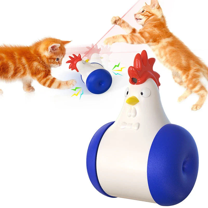 Electronic cat toy with infrared laser, sound, and self-balancing features to captivate and entertain feline companions