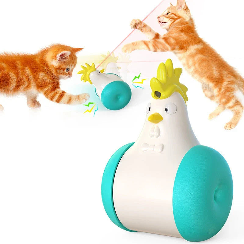 Electronic cat toy with infrared laser, sound, and self-balancing features to captivate and entertain feline companions
