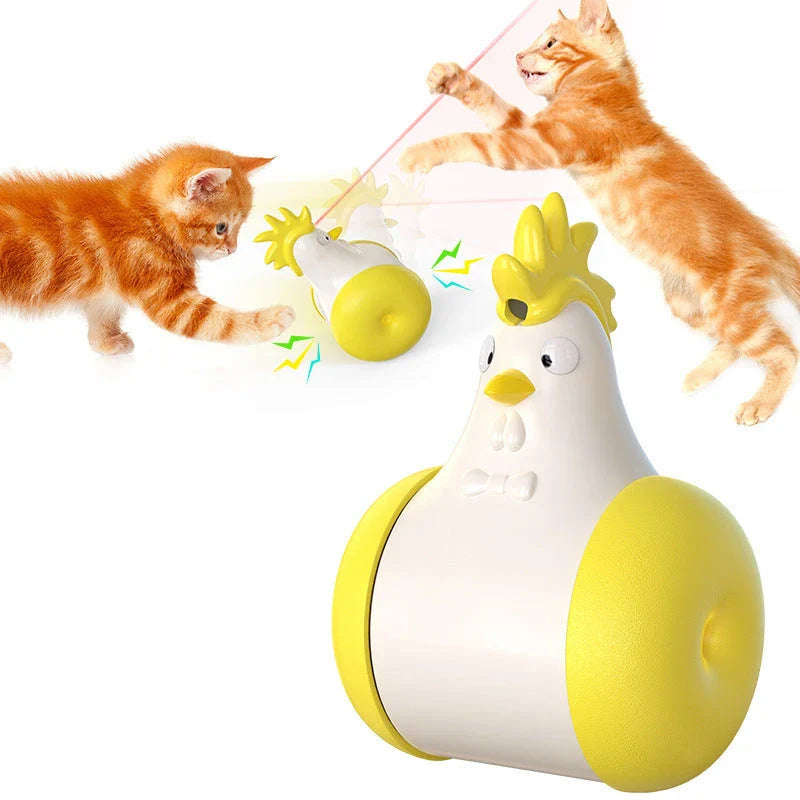 Electronic cat toy with infrared laser, sound, and self-balancing features to captivate and entertain feline companions