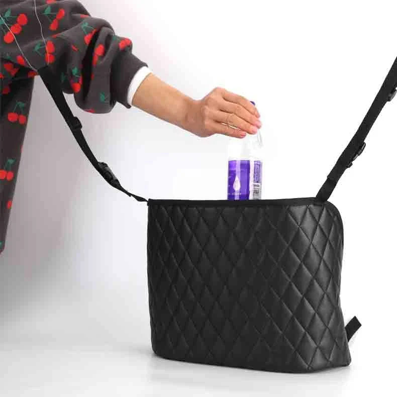 Premium Car Storage Organiser with Handbag Holder - Durable PU construction, versatile storage compartments, and convenient handbag holder for a tidy, organised car interior