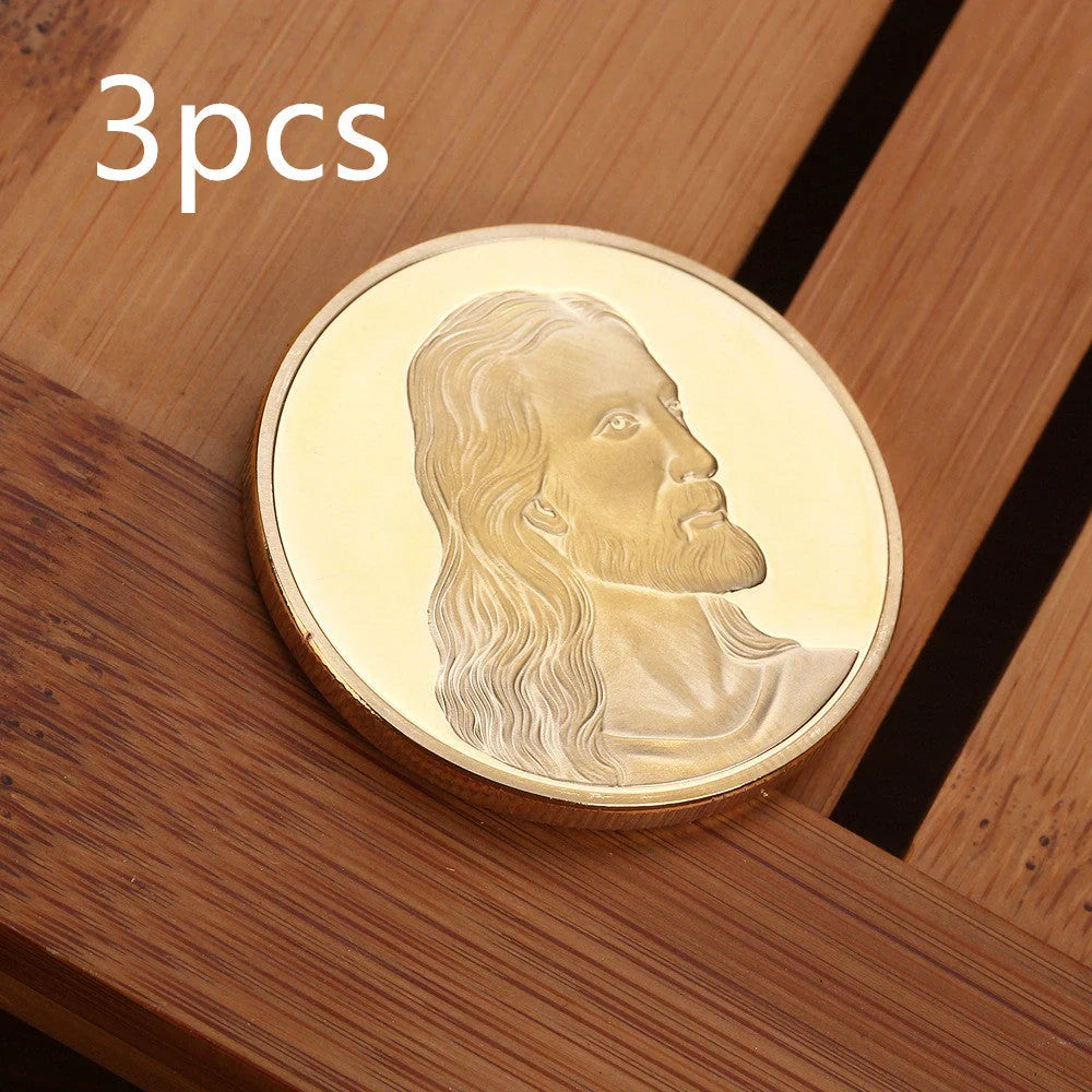 Jesus Commemorative Coin in gold and silver finishes, a symbol of faith and devotion