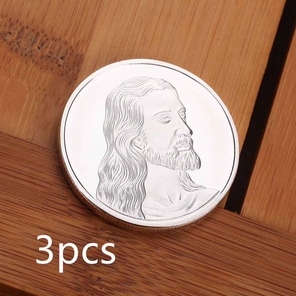 Jesus Commemorative Coin in gold and silver finishes, a symbol of faith and devotion