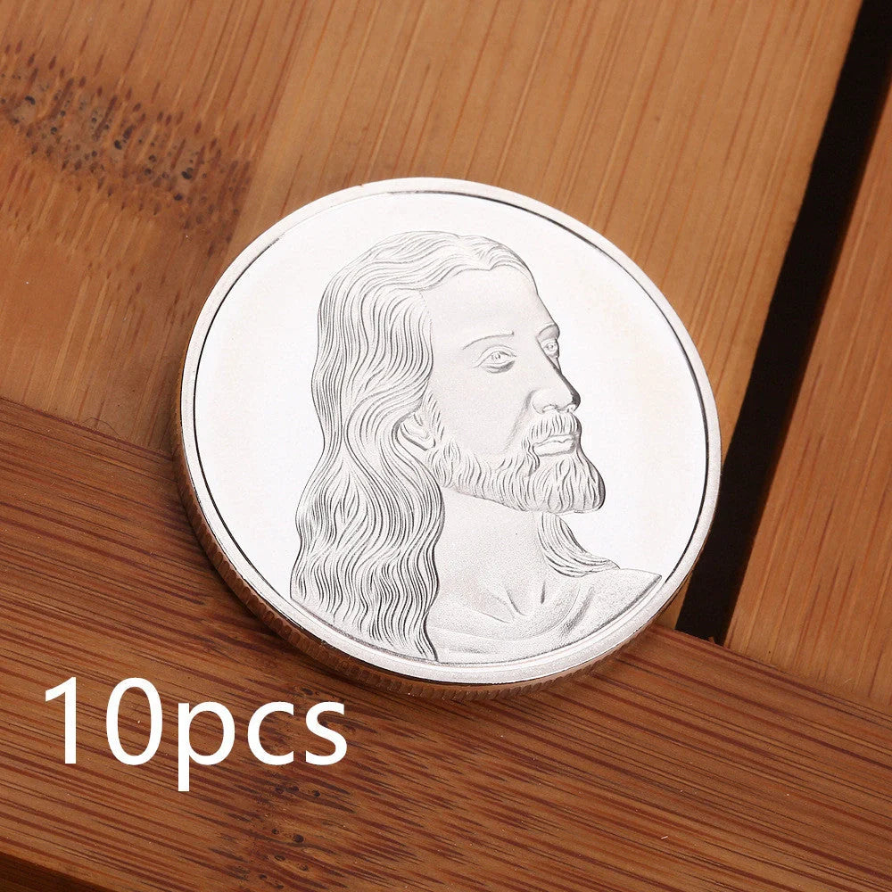 Jesus Commemorative Coin in gold and silver finishes, a symbol of faith and devotion