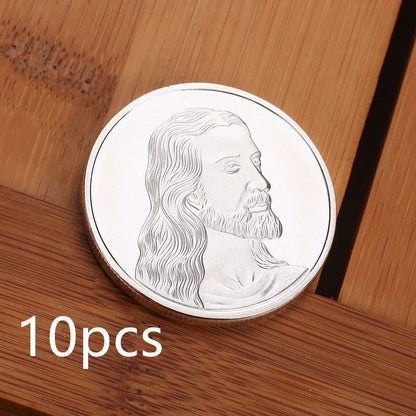 Jesus Commemorative Coin in gold and silver finishes, a symbol of faith and devotion