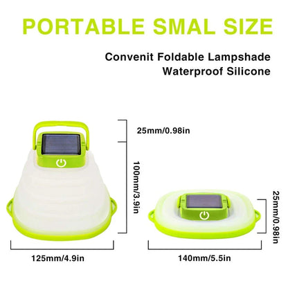 Collapsible camping lantern with solar charging, three brightness levels, and water-resistant design