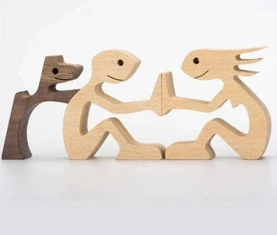 Nordic style wooden desktop ornament with animal design and polished finish