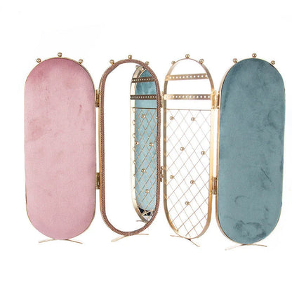 Premium foldable jewellery organiser box made of iron, flannel, and sponge for earrings, necklaces, and more