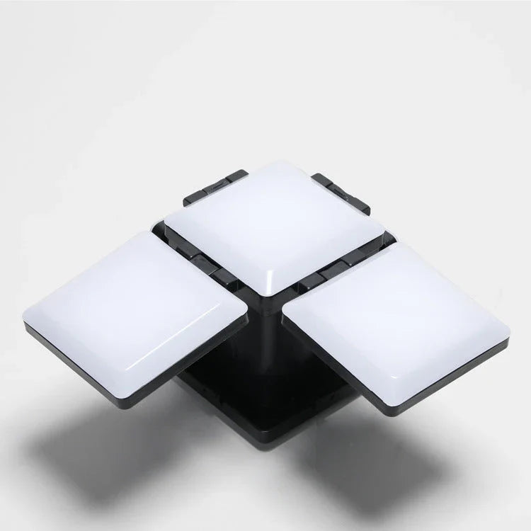 Square LED bedside lamp with folding design and adjustable brightness settings