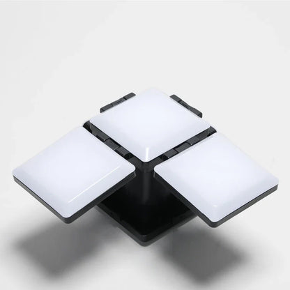 Square LED bedside lamp with folding design and adjustable brightness settings