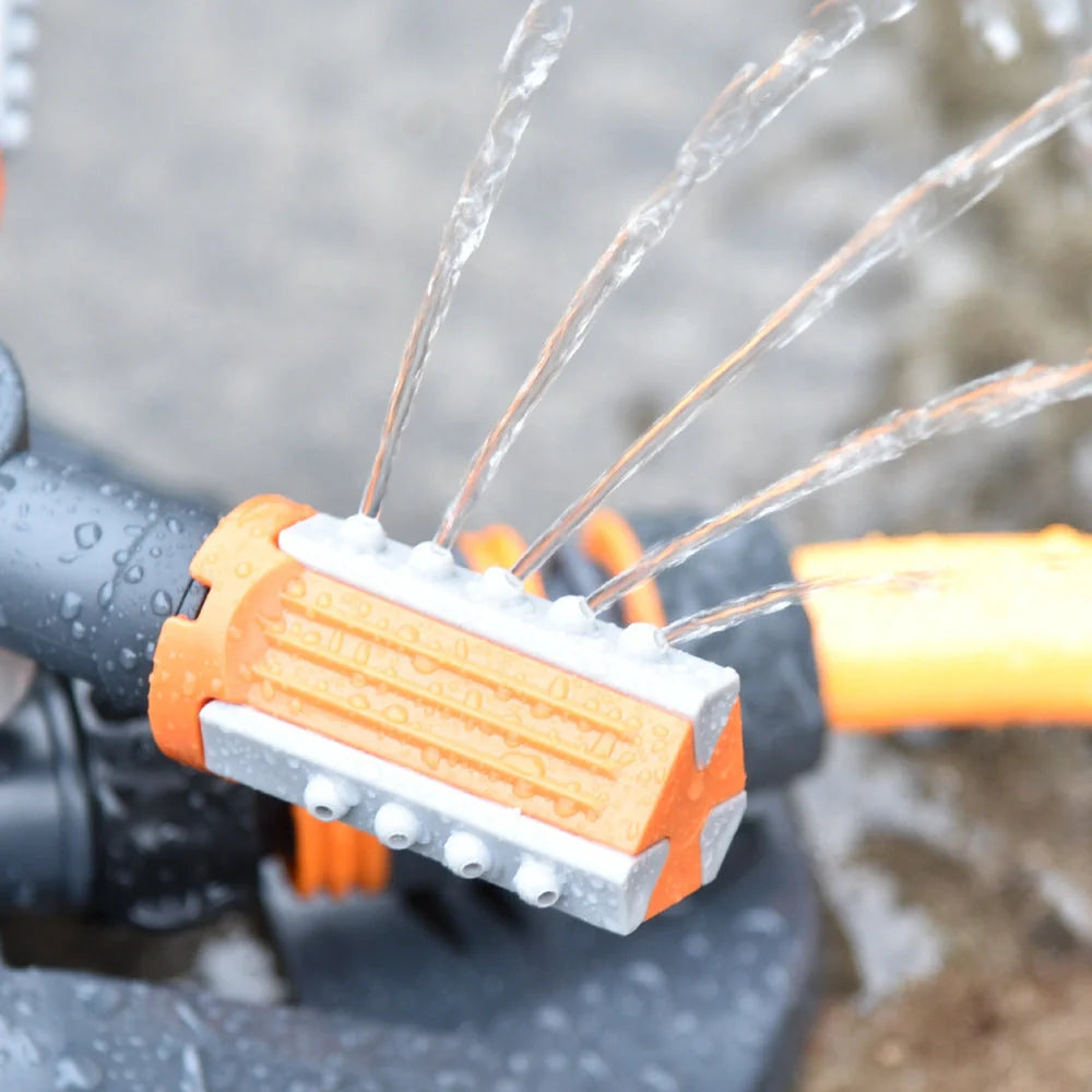 Adjustable 360-degree 3-arm rotating sprinkler for efficient lawn and garden irrigation