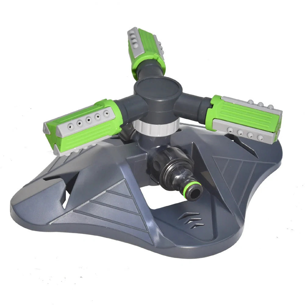 Adjustable 360-degree 3-arm rotating sprinkler for efficient lawn and garden irrigation