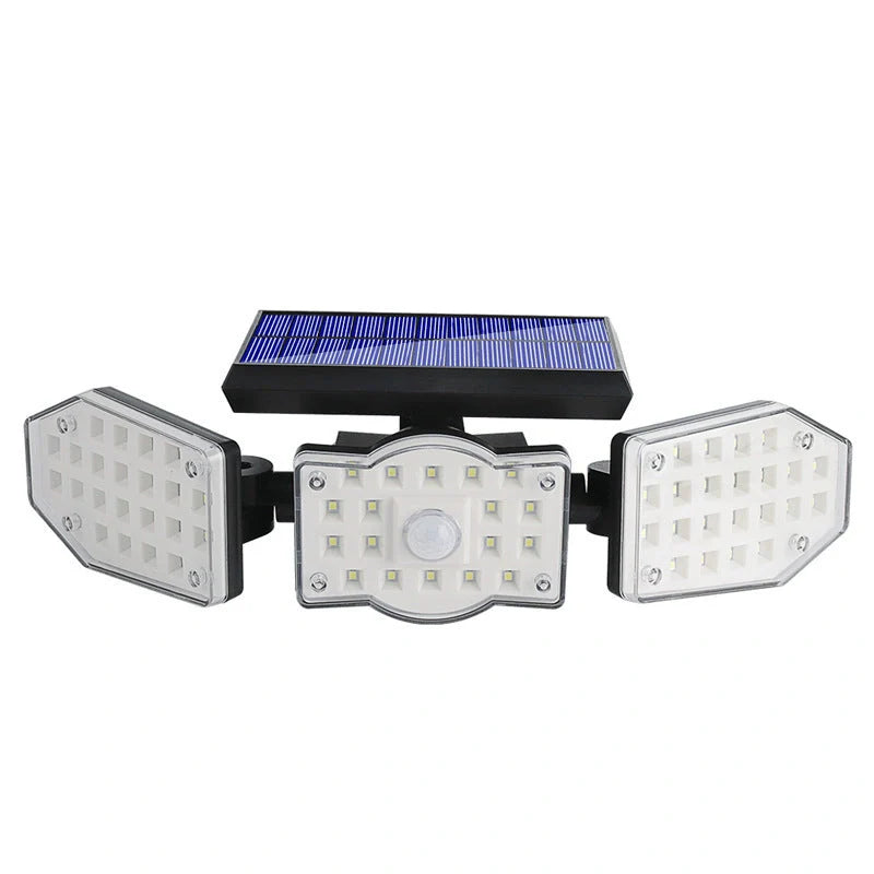 Adjustable Three-Sided Rotating LED Solar Wall Light in Black