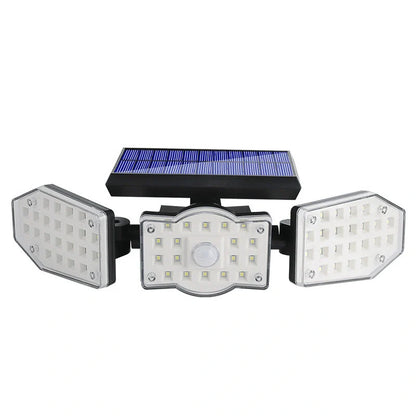 Adjustable Three-Sided Rotating LED Solar Wall Light in Black