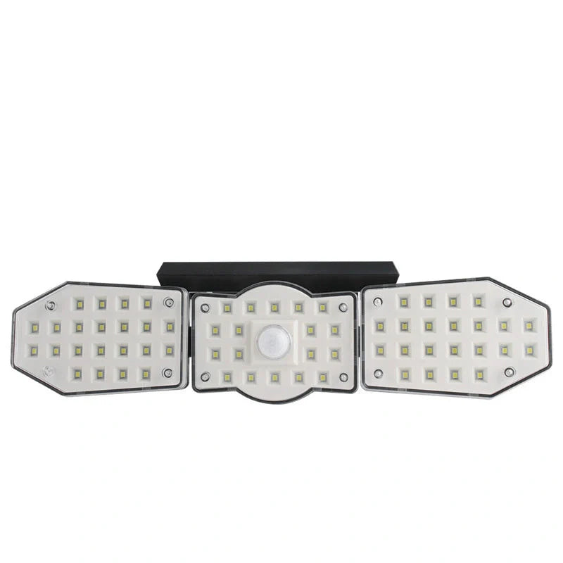 Adjustable Three-Sided Rotating LED Solar Wall Light in Black