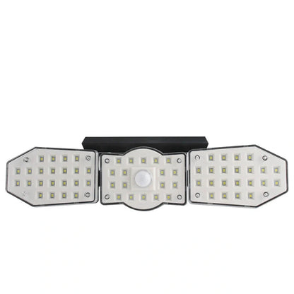 Adjustable Three-Sided Rotating LED Solar Wall Light in Black