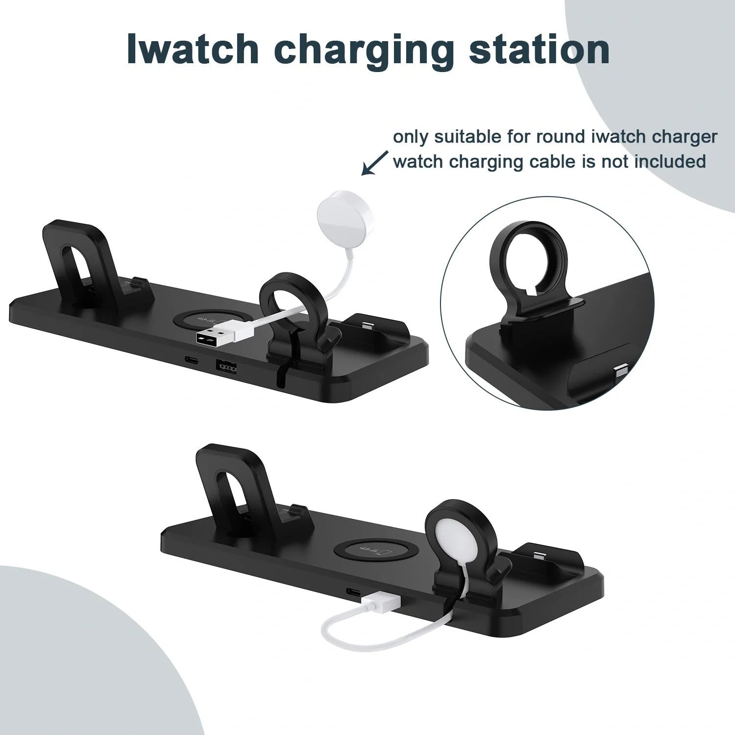 Multifunctional Six-In-One Wireless Charger in hollow black and hollow white