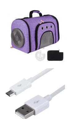Space Cat Bag with mesh ventilation and silent fan for pet travel