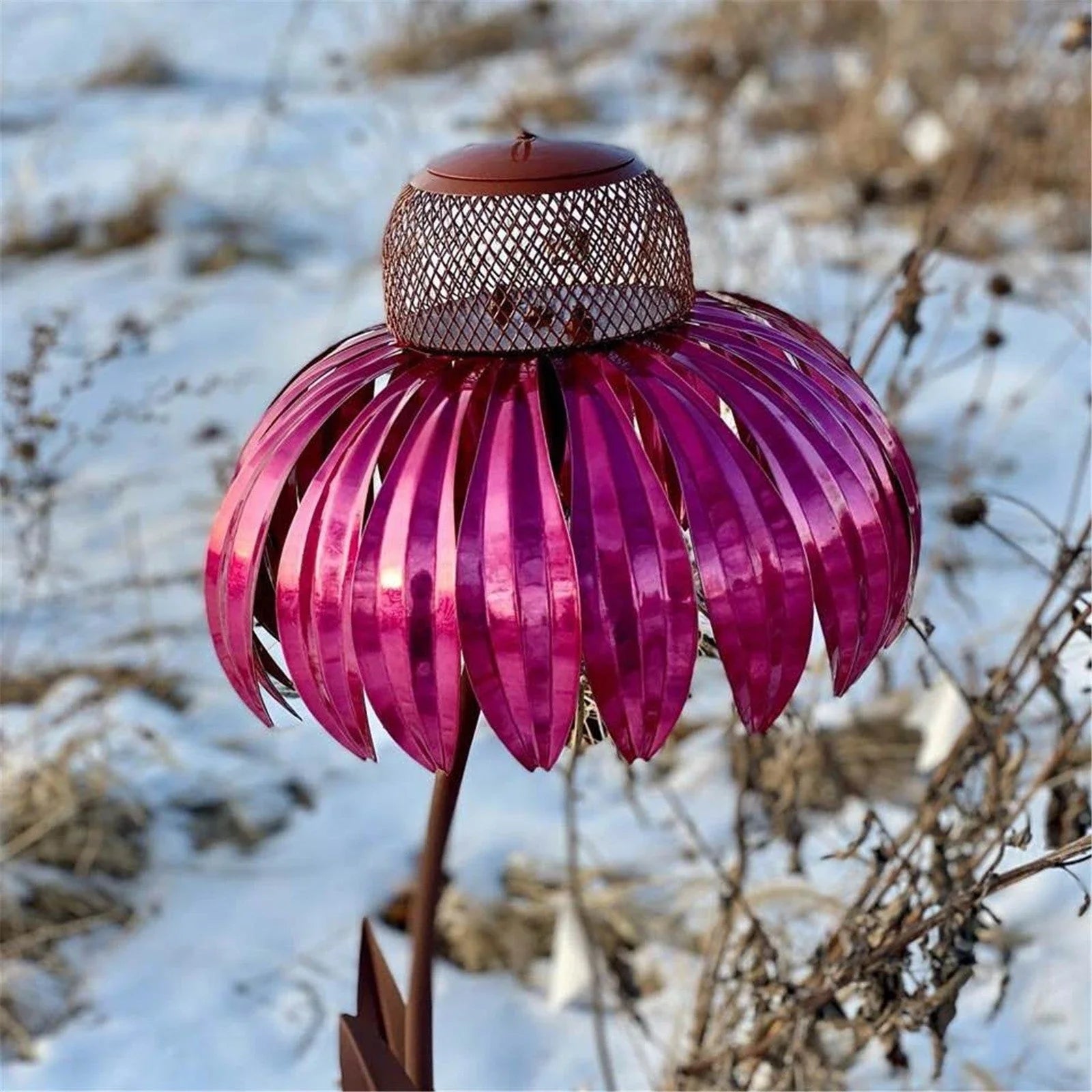 Elegant petal-shaped bird feeder in various colors, designed to attract and delight birds in your backyard