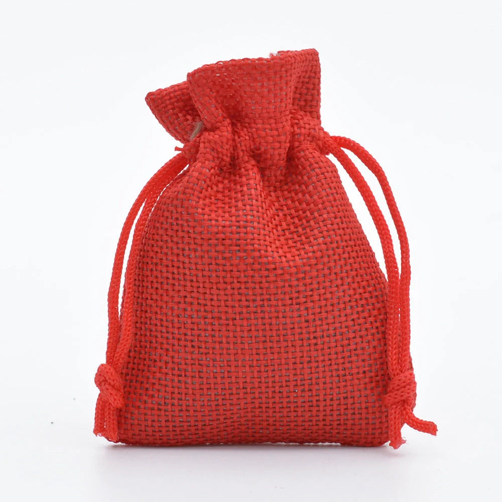 Mini linen drawstring jewelry gift bags in various colours