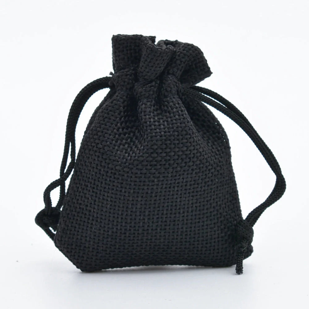 Mini linen drawstring jewelry gift bags in various colours