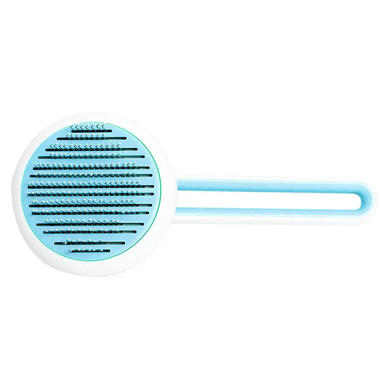 Automatic pet hair remover brush in pink, blue, and green options