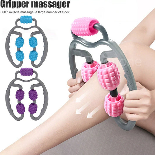 U Shape Trigger Point Massage Roller in old blue for full body muscle relief