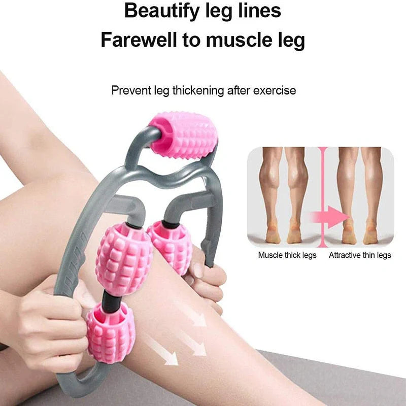 U Shape Trigger Point Massage Roller in old blue for full body muscle relief