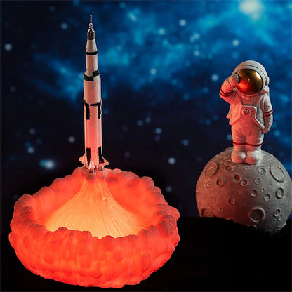 3D printed rocket night light with adjustable brightness settings, creating a captivating ambience in any space