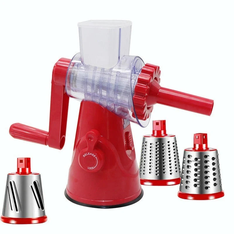 4-in-1 manual vegetable cutter with stainless steel blades for versatile kitchen tasks