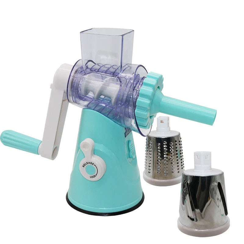 4-in-1 manual vegetable cutter with stainless steel blades for versatile kitchen tasks