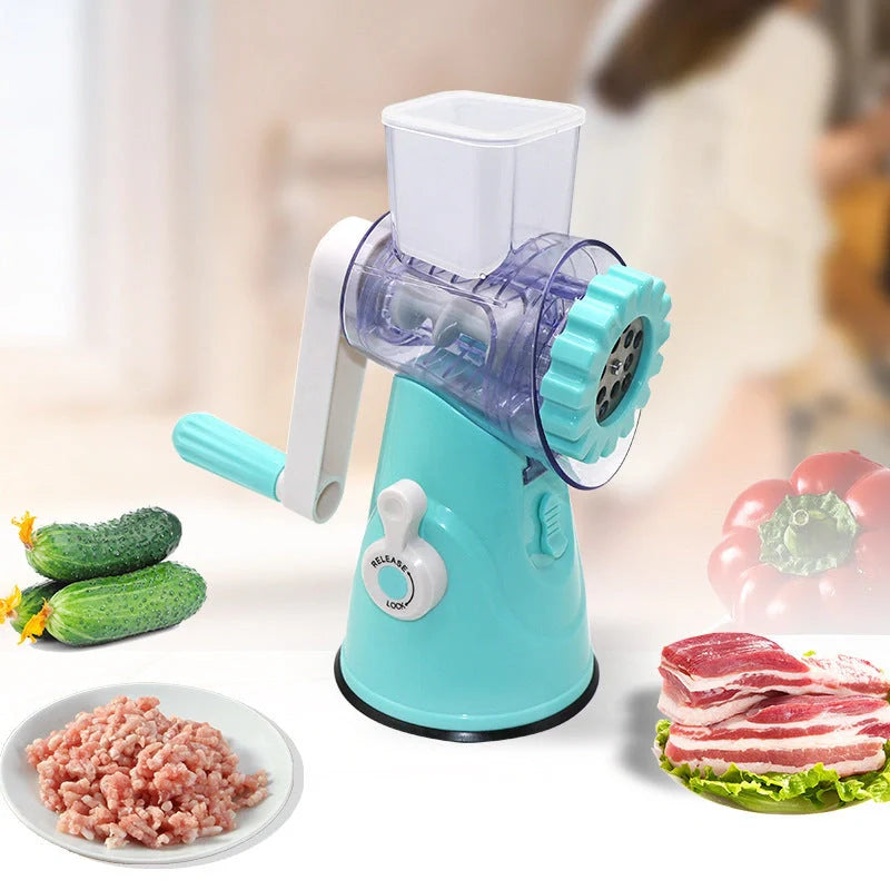 4-in-1 manual vegetable cutter with stainless steel blades for versatile kitchen tasks