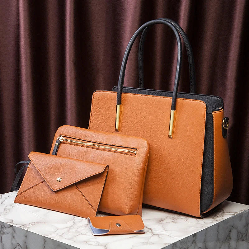 Women's European Style Large Handbag in various colours with zipper closure and retro design
