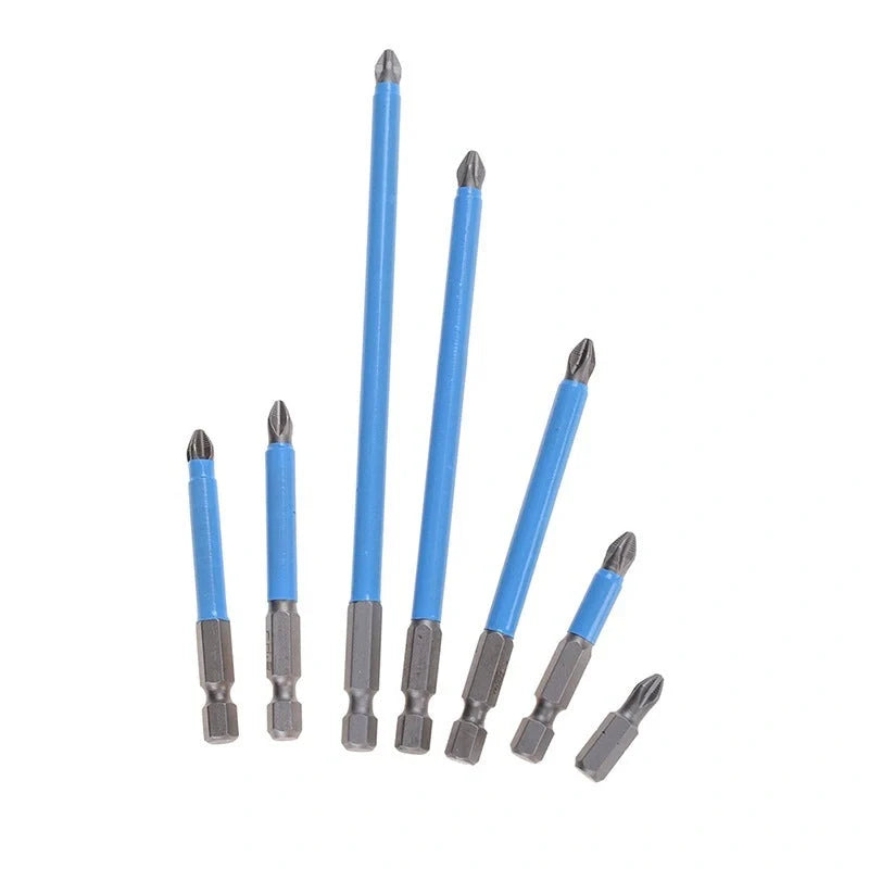 7-piece PH2 anti-slip magnetic cross electric drill bits set with sizes from 25mm to 150mm