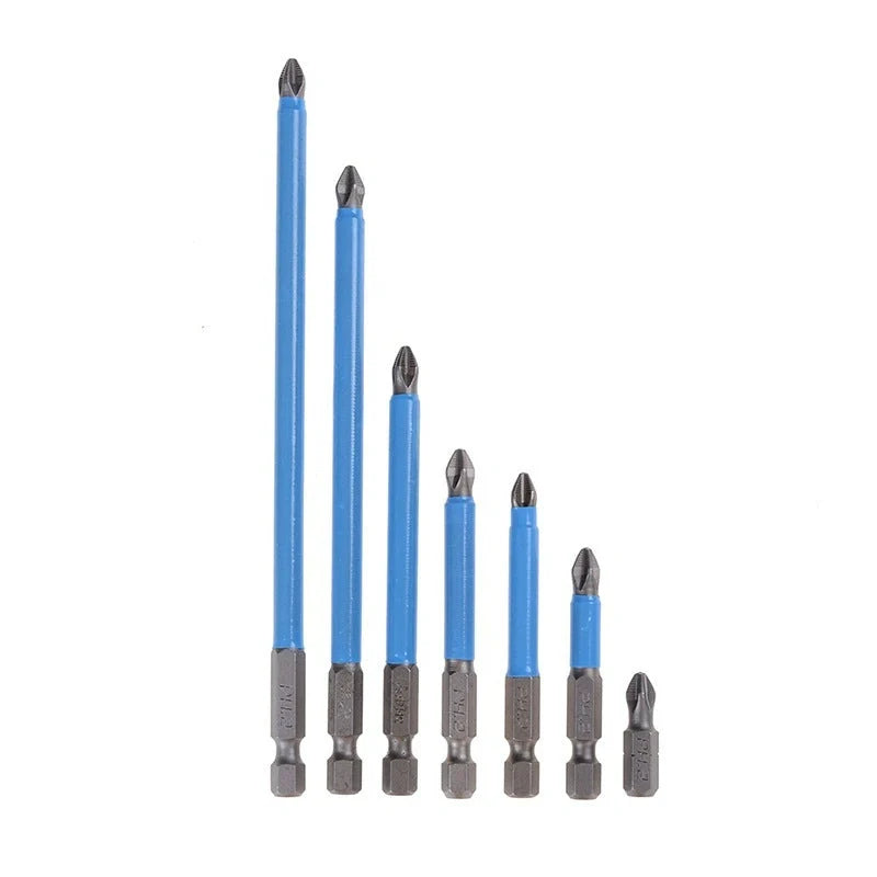 7-piece PH2 anti-slip magnetic cross electric drill bits set with sizes from 25mm to 150mm