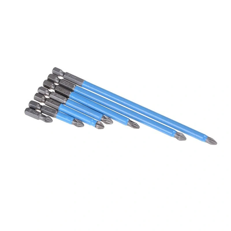 7-piece PH2 anti-slip magnetic cross electric drill bits set with sizes from 25mm to 150mm