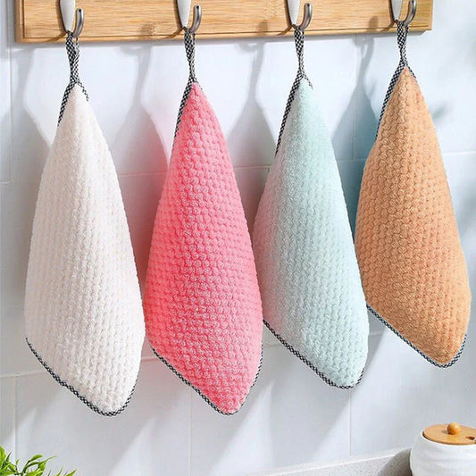 Absorbent and durable microfibre kitchen dish cloths in various colours