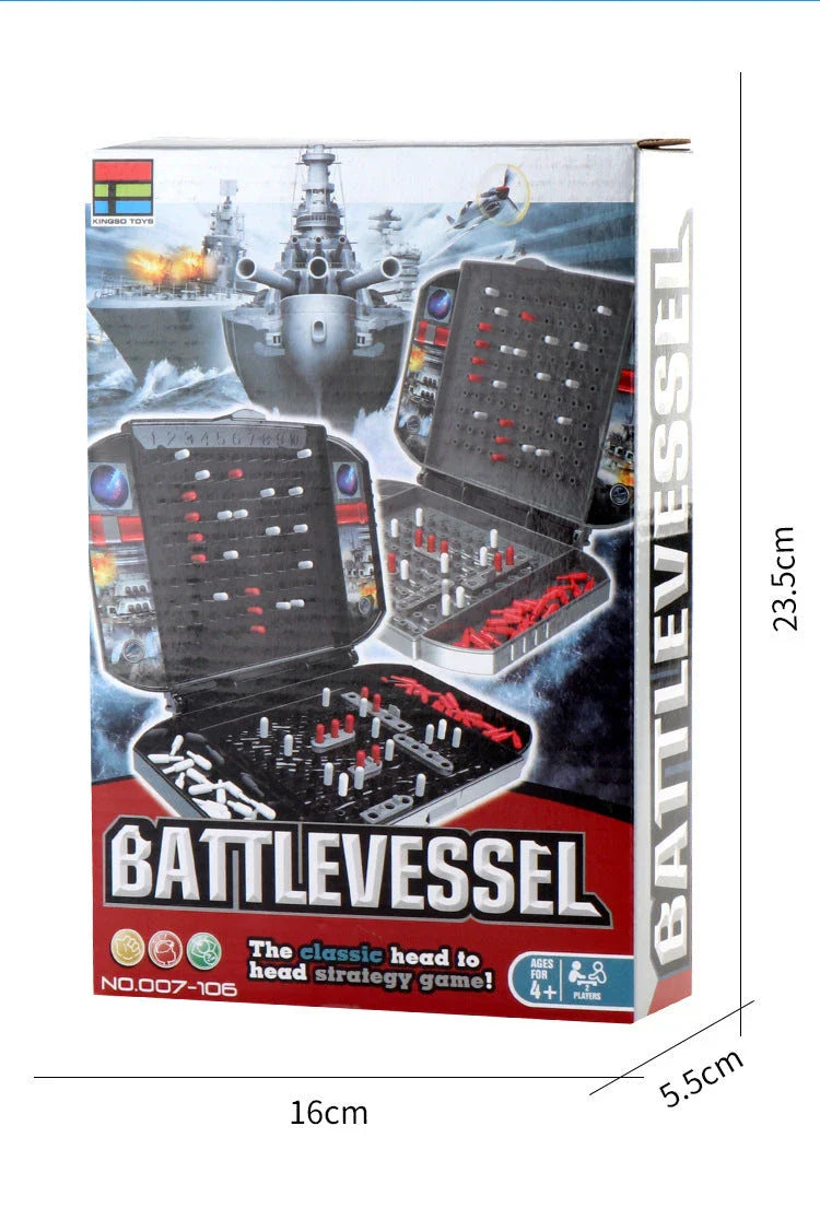 Two-player classic naval battle tabletop game with detailed grid system and concealed fleet placements