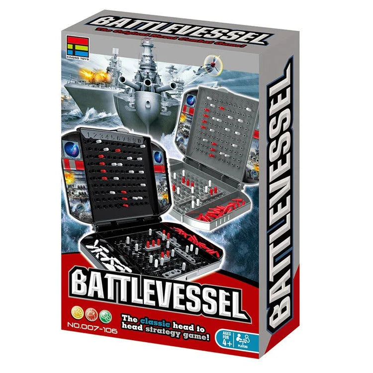 Two-player classic naval battle tabletop game with detailed grid system and concealed fleet placements