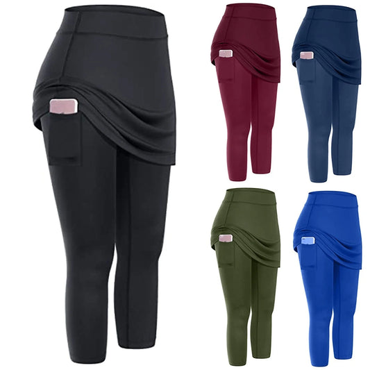 Women's tennis skirted leggings with pockets in various colours