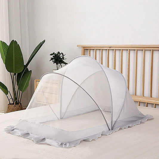 Baby Bottomless Foldable Mosquito Net in elegant grey, starry sky blue, green, and pink