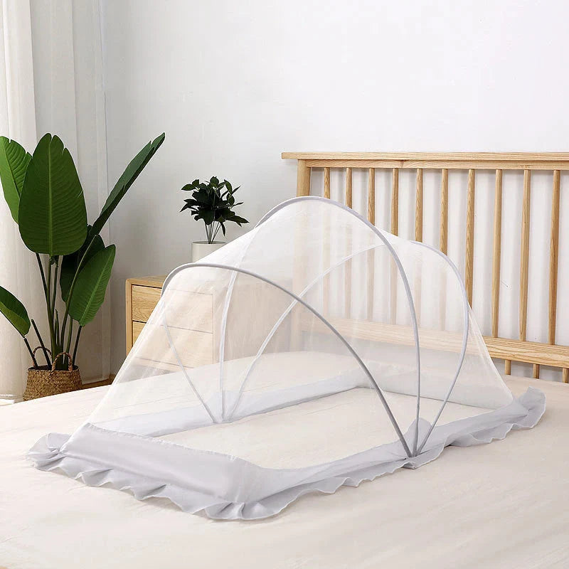 Baby Bottomless Foldable Mosquito Net in elegant grey, starry sky blue, green, and pink