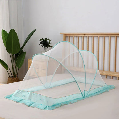 Baby Bottomless Foldable Mosquito Net in elegant grey, starry sky blue, green, and pink