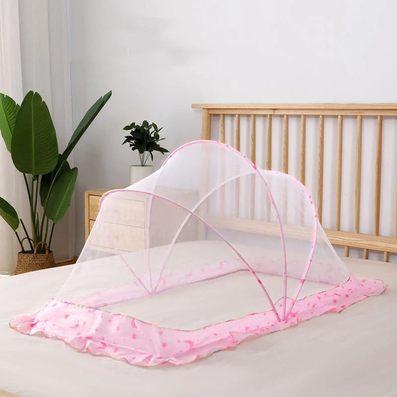 Baby Bottomless Foldable Mosquito Net in elegant grey, starry sky blue, green, and pink