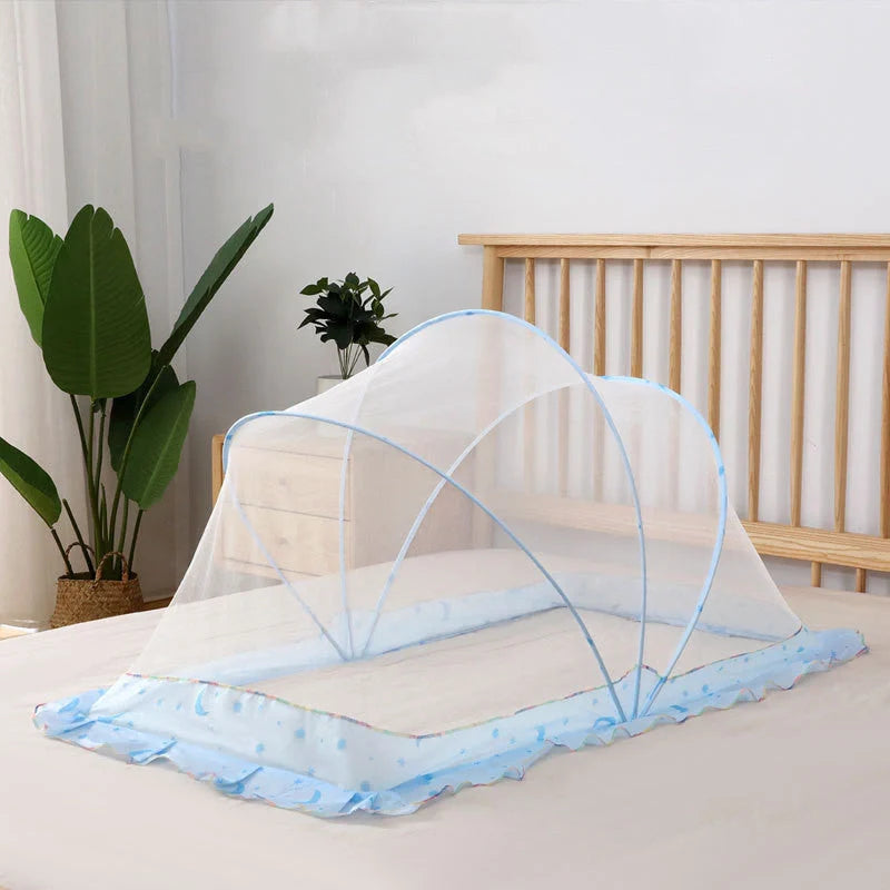 Baby Bottomless Foldable Mosquito Net in elegant grey, starry sky blue, green, and pink
