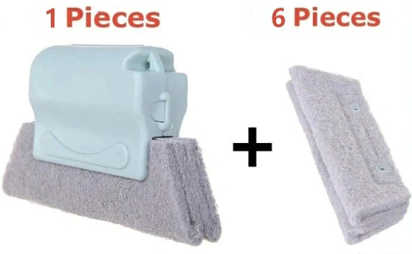 Creative Window Groove Cleaning Gap Brush Slot Cleaner in beige, light grey, and blue