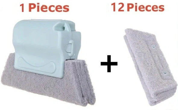Creative Window Groove Cleaning Gap Brush Slot Cleaner in beige, light grey, and blue