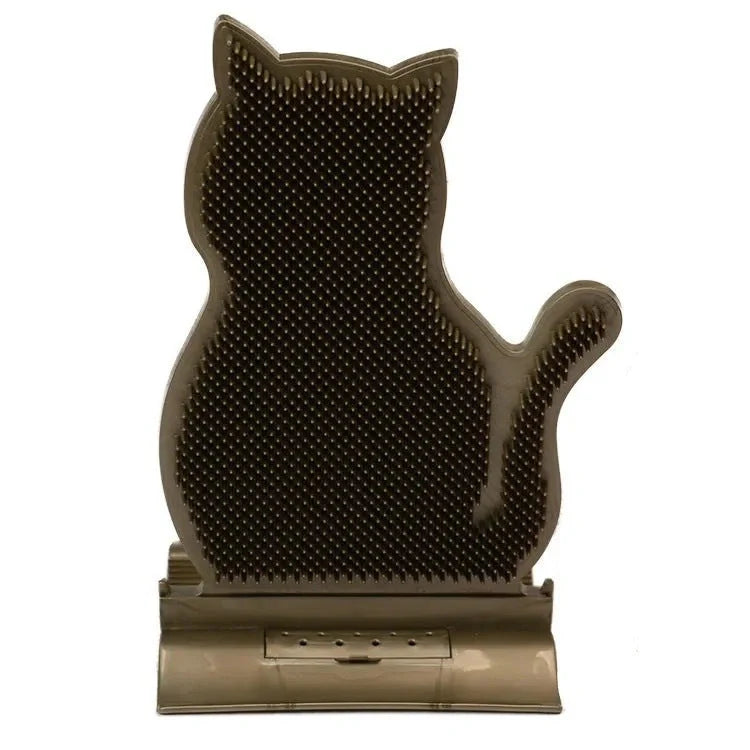 Cat Self Massage Brush in blue, pink, and brown for shed hair removal and stress relief