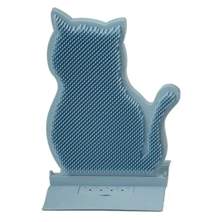 Cat Self Massage Brush in blue, pink, and brown for shed hair removal and stress relief