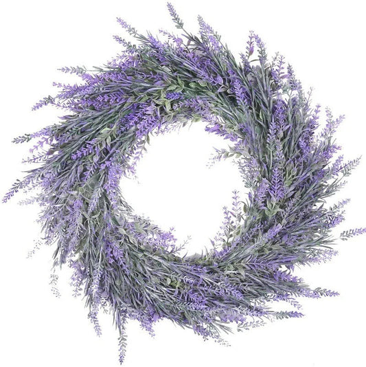 Large lavender flocked artificial wreath for door decoration