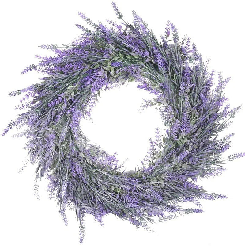 Large lavender flocked artificial wreath for door decoration